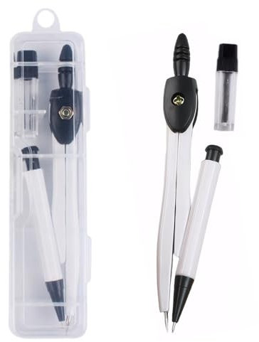 HSYTEK Compas à réglage rapide - Dessin de haute précision jusqu'à 240 mm - Pièces de rechange et mines incluses - Blanc