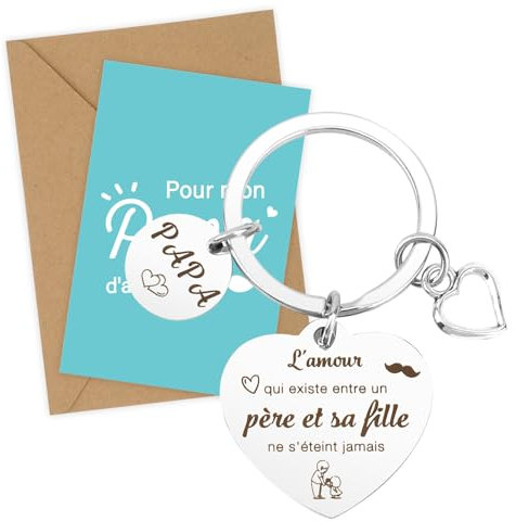 Porte-Clés Papa Cadeau Fete Des Peres Cadeau Papa Idée Cadeau Anniversaire Homme Retraite Remerciement Original Porte Clefs Avec Carte Cadeaux Fête Des Pères Pour Beau Pere De Fille Fils Belle-Fille