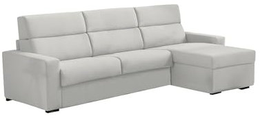 Talamo Italia - Sofa mit Halbinsel Valeriana, Ecksofa für Wohnzimmer, gepolstert, Abnehmbarer Bezug, 100% Made in Italy-Qualität, 280x160 h100 cm, Hellgrau