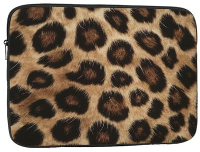 Housse de protection légère en tissu Oxford avec rembourrage en mousse pour ordinateur portable 38,1 cm, texture fourrure léopard