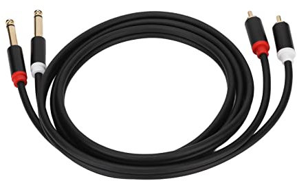 NOENNULL 1/4in Dual Bis Dual TS -Kabel, Goldplattierte Stecker, Aluminiumschale, 360 Grad Grip Pedale, 4,9 Fuß Kabel für CD -DVD -Player