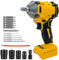 Cordless Impact Wrench for Dewalt 20V Battery,Max Torque 520N.m,1/2 Brushless Impact Gun with 18pcs Accessories,for Car Tire DIY Craft (No Battery)