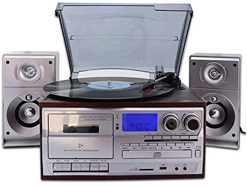 ZJFHEYUO Household Modern Phonograph Retro Vinyl Record Player Living Room European Style CD Player Tape Radio Bluetooth Audio