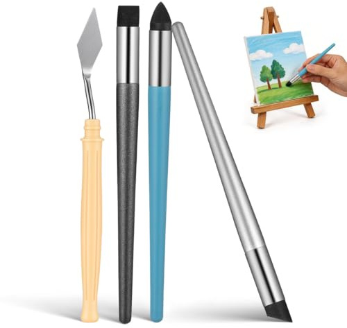 Angoily Ölpastell Mischstift mit Weichem Schwammkopf und Schaber Künstler Blending Tool für Detailliertes Malen Farbverläufe Sanfte Übergänge Vielseitig für Ölmalerei Aquarell Skizzen