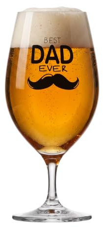 Krosno Bierglas für Papa, 400 ml, Celebration Moments | Bleifreies Kristallglas für Bier, Pils, Radler Bier, Geschenk zum Vatertag, Geburtstag und Weihnachten, bleibende Erinnerung