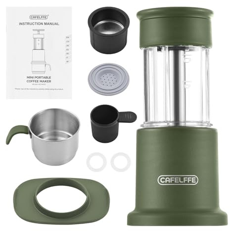 Tissting 2-in-1 Handpresse Kaffeemaschine Mit 120ml Edelstahlbecher, Tragbare Kaffeepresse Für NES Kapseln Und Mahlkaffee - Ideal Für Reisen Camping Und Büro (Grün)