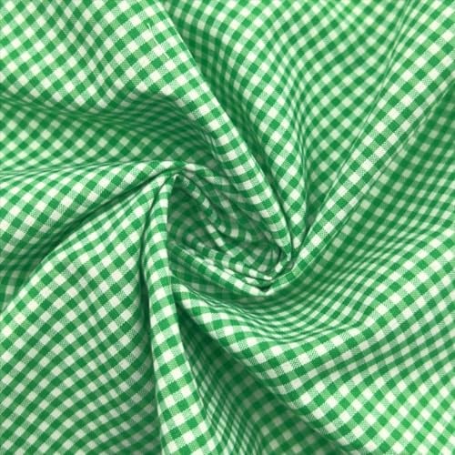 Blausky Baumwollstoff Meterware,145cm x 1m Karierter Stoff Dekostoff aus Baumwolle,Kleiderstoff Nähstoff Landhaus Karo Stoff zum Nähen für Kleidung Vorhang Kissen,Grasgrün (mit 2mm Karo)