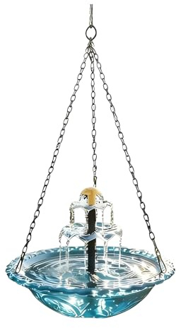 Solar Vogelbad zum Aufhängen, Hängender Solar Springbrunnen mit Wasserpumpe für Wildvögel, Solarbetriebener Wasserfall Vogeltränke für Garten, Balkon & Terrasse, Wetterfeste Gartendeko