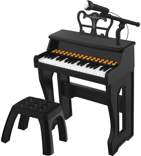 Kids Electronic Grand Piano Keyboard Toy | 37 key，22 demo songs，record & playback function，Adjustable volume & tempo，Safe durable material，Equipped with kids microphone