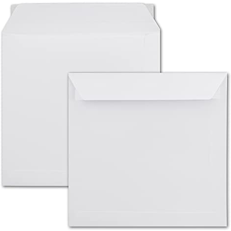 25x große quadratische Briefumschläge 22 x 22 cm - Weiß - 100 g/m² - Für ganz besondere Anlässe - Haftklebung