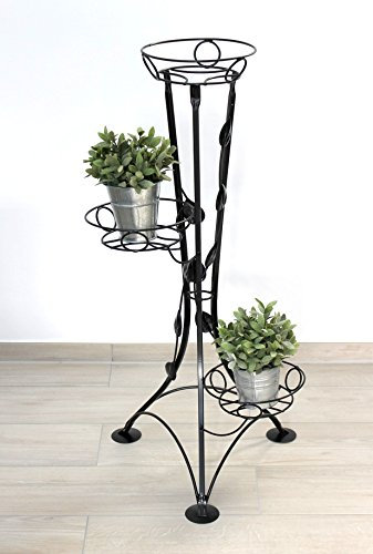 DanDiBo Blumentreppe Metall Schwarz 100 cm Blumenständer mit 3 Ablagen KW041 Blumensäule Pflanzenständer Pflanzensäule Blumenhocker