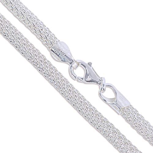 Sterling Silver Unique Italian Mesh Rope Chain 3mm Solid 925 Italy Necklace, Sterling Silver