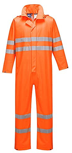 Portwest S495 Sealtex Ultra Overall Elastischer Bund Atmungsaktiv Polyester | Orange, 3XL, UPF 40+, EN 343 Klasse 3:2, PU-Beschichtet, Reflektierend, Strapazierfähig, Arbeitskleidung