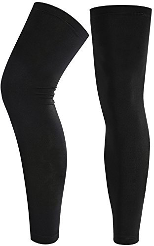 Full Length Leg Support Sleeves Overknee Compression Calf Shin Sleeves Base Layers Leg Tights Stocking Knee Support Warmer Brace for Running, Cycling, Fitness, Gym (L recommend weight under 70kg)