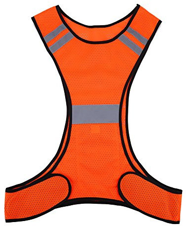 Dilwe Reflektierende Weste, verstellbare Warnweste Reflektierende Weste mit Tasche für die Sicherheit bei Nacht Verkehr Parkplatz Laufen Joggen (Orange)