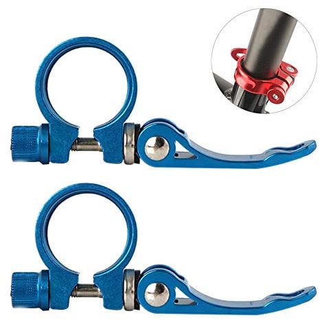 DAZISEN Morsetto del Sedile - Mountain Bike Bicicletta Scaffale Tubo Morsetto Blocco Sgancio rapido Sella Sede Asta Morsetto 28.6mm 2 Pezzi(Blu)