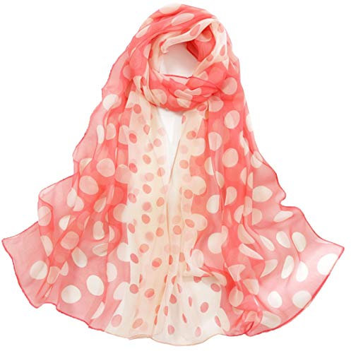 Dancila Foulard En Soie Pour Femmes - Floral Imprimé Mousseline De Soie Écharpe Wrap 155 * 50cm - Châles Tube (Contraste De Riz Rose)