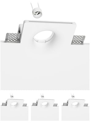 ledscom.de 4 Stück Deckeneinbauleuchte GIEDI, Gips, weiß matt, 12 x 12cm, 1x GU10 max. 15W