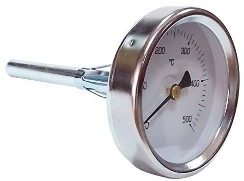 Easyricambi Termometro per Forno a Legna e Barbecue Misura Temperatura da 0 a 500°C con sonda Rigida lineare 10cm.