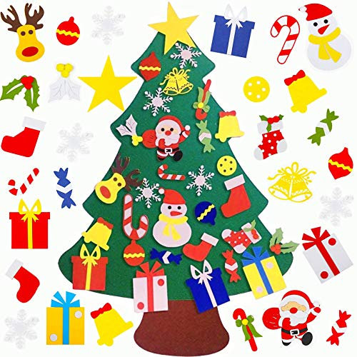 VieVogue DIY Navidad Decoración Colgante Año Regalo 3D Arbol de Navidad de Fieltro Decoración navideña Infantil Adornos Desmontables Año Regalo para Niños (A)