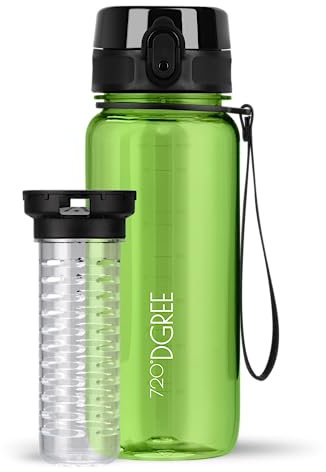 720°DGREE Borraccia 650ml “uberBottle“ +Infusore, crystalClear - Senza-BPA, Prova Perdite - Bottiglia, Borracce d'Acqua Sportiva per Bambini, Scuola, Ciclismo, All'aperto, Escursioni, Viaggio, Lavoro