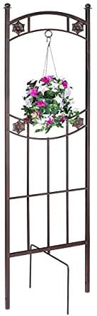 Relaxdays Rankgitter mit Blumentopfaufhängung, für Kletterpflanzen, zum Stecken, Spalier, HxBxT: 182x52x43,5 cm, braun
