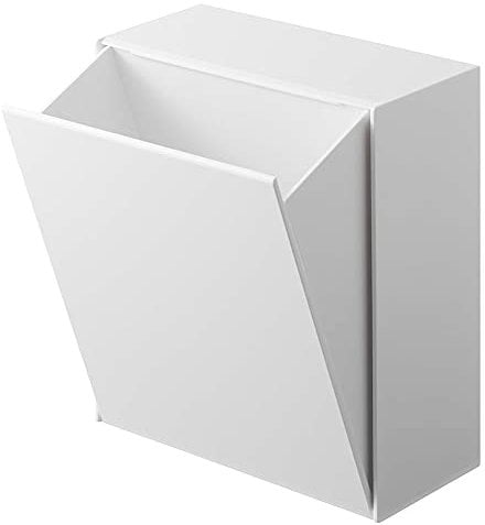 Yamazaki, Magnetische Staubbox und Aufbewahrungsbox, weiß, ca. 17 cm breit x 8,7 bis 16 x 20 cm hoch, Turm mit Klappe, Mülleimer 5431