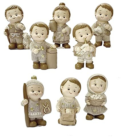 PABEN, Figuras de Belén para niños, 8 piezas, de resina 6 cm