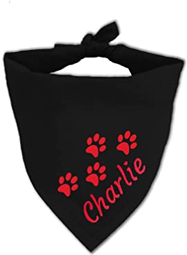 Personalisiert Hunde Bandana, Verstellbare Hunde Dreiecks Halstuch, Wunschname, Gestickt Name des Hundes, Baumwolle Hunde Bandana Kopftücher Hundehalstuch Dreieckstuch, Dog Bandana (S, Schwarz)