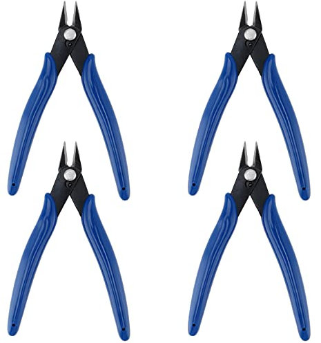 HAKZEON 4 Pack 5 Inch Small Wire Cutters, 170 Flush Side Cutter Cable Cutters Diagonal Cutting Pliers for Model Making, DIY, Jewelry Processing, Models