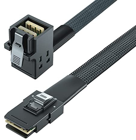 10Gtek® Mini SAS SFF-8643 zu SFF-8087 Kabel, Right Angle zu Straight, Internal Mini SAS HD to Mini SAS Cable, 0.5-Meter(1.65-ft)