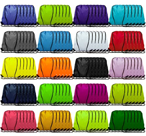 Topspeeder Lot de 120 Sacs à Cordon de Serrage imperméables avec Cordon de Serrage - 20 Couleurs durables - pour Homme et Femme - pour Voyage, école, Shopping, 20 Couleurs., 120 pcs, Mode