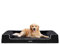 HMTOPE Orthopädisches Hundebett, Hundesofa, hohen Rand, Hundekissen, Hundekorb, Abnehmbar und waschbar, Grosse Hunde & MittelgroßeHunde-106x80x20 cm, Schwarzgrau + Weiß