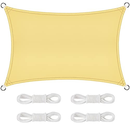 AFXXE Sonnensegel, Rechteckig Sonnensegel Wasserdicht Sonnenschutz UV-Schutz, Sonnensegel 2 x 3m, Sonnensegel Balkon Ohne Bohren Geeignet für Terrasse, Garten, Wohnwagen (Beige)