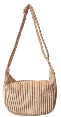 Ulisty Damen Klein Cord Hobo Tasche Breiter Gurt Umhängetasche Schultertasche Lässig Messenger Schulranzen Handtasche Tägliche Tasche Khaki