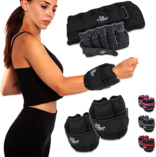 C.P.Sports Verstellbare Gewichtsmanschetten 0,5kg - 2,5kg – 2er Set | Gewichte für Handgelenk, Knöchel, Arme, Beine | Laufgewichte für Damen & Herren | für Laufen, Fitness, Bodyweight Training, Gym