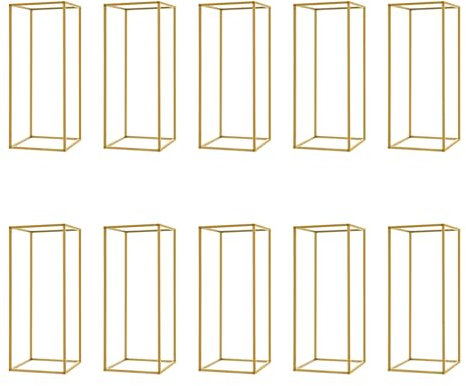 10 Stück Hochzeit Mittelstücke Goldvasen 60cm Hoch Blumenständer Hochzeiten Metallblumenvasen Rechteckiges Display Rack für Hochzeiten Partydekoration