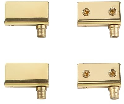 UFURMATE Pivot Hinge, 4Pcs Frameless Glass Door Gold Pivot Hinges Glass Cabinet Door Clips with Pin Adjustable Clamp Hinge Replacement Kit for 3-8mm Free-Swinging Glass Door