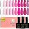 Yueshop Pink Gel Nail Polish Set,10PCS White Rose Peach Pink Fuchsia Glitter Summer Gel Polish,Pink Series Nail Polish Soak-Off UV/LED Gel Nails Varnish Art Manicure 8ml