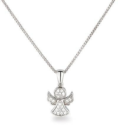 Schöner-SD Anhänger Kleiner Engel mit Kette 40cm - 45cm 925 Silber Schutzengel mit Zirkonia