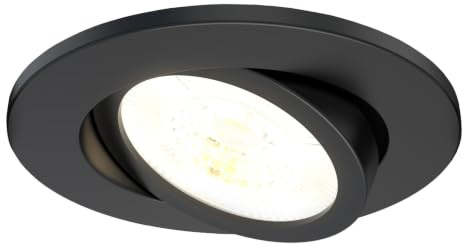 Ledvion LED Einbaustrahler Schwarz 7W CCT wasserdicht IP65 dimmbar | Einbaumass Ø90mm; Wasserfest fuer Bad Dusche und feuchte Innenbereiche