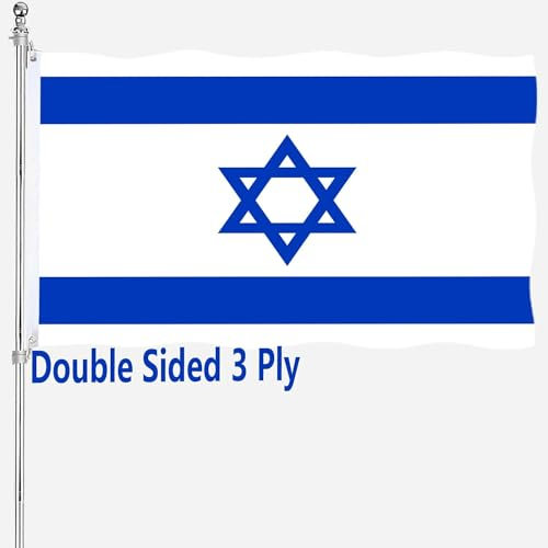 Bandera de Israel 4x6 banderas israelíes de doble cara para exteriores bandera nacional de 3 capas 200D poliéster resistente y cabecera de lona duradera