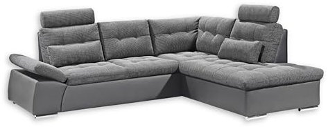 JAKARTA Ecksofa mit Schlaffunktion in Lederoptik, Dunkelgrau / Anthrazit - Moderne Eckcouch in L-Form mit verstellbaren Armlehnen - 260 x 103 x 219 cm (B/H/T)