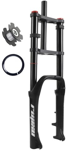 RUJIXU 20 Zoll Fette Gabel Fahrrad-Luftfedergabeln Für 4.0 Fette Reifen, Federweg 110mm Einstellbare Zugstufe Doppelt Geschultert Vorderradgabel 1-1/8 Scheibenbremse QR 9x135mm