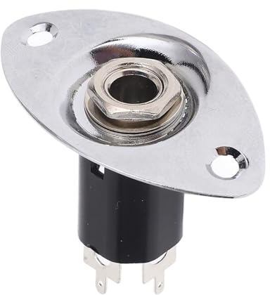 Placa de Conector de Guitarra Eléctrica, Conector de Placa de Guitarra de 6,35 Mm Construcción de Metal Placa de Salida de Conector de Guitarra con Reducción de Ruido de Forma