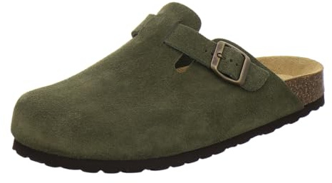 AFS-Schuhe, 3900 - Comode pantofole da uomo, in pelle, prodotte in Germania, muschio, 44 EU