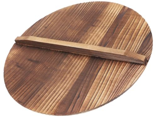 ABOOFAN Tapa de Madera para Wok Hecha a Mano con Mango de Varios Tamaños Fácil de Limpiar Herramienta de Cocina