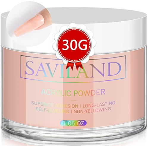 Saviland Nudes Acrylic Powder - 30g/1.06oz Acrylic Nail Powder Professional Polymer Nail Acrylic Powder for Nails Extension, Nails Decoration, Nail Carving, French Manicure