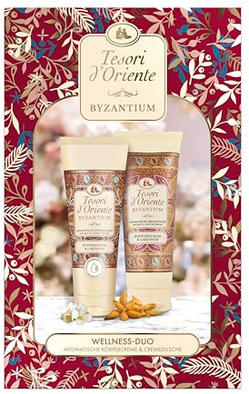 Tesori d'Oriente - Set Regalo 'Byzantium' Con Crema Doccia e Crema per il Corpo, Cura Con Rosa Nera e Labdano, Rituale Benessere per Sensi