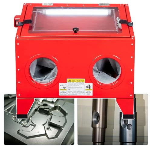 90L Sableuse De Table, Sablage à Air Comprimé De 125PSI, avec Pistolet Pulvérisateur/Lumière LED / 4 Buses, pour éliminer Les Taches De Peinture Et La Rouille